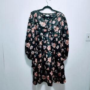 Ophelia Rose black satin long sleeve dress